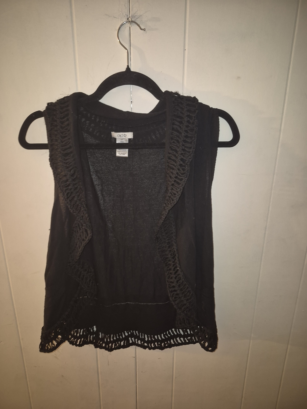 croft & barrow Black Crochet-Trim Sleeveless Vest
